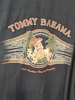 Tommy Bahama Black Tee with Tropical Hula Graphic